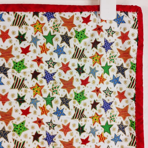 Handmade Christmas Lap Quilt Blanket With Handprint Designs Holiday Keepsake - Picture 8 of 10